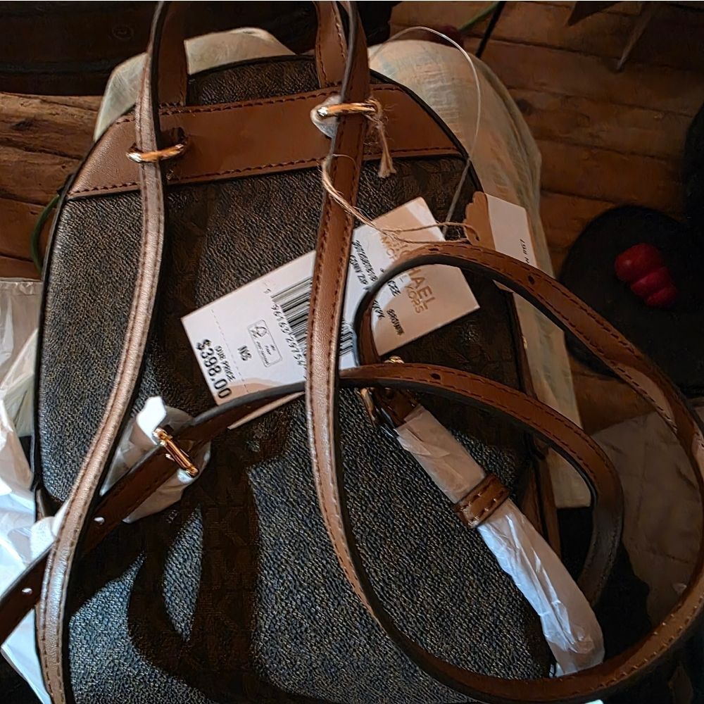 Michael Kors Tan and Brown Signature Backpack - Picture 8 of 9